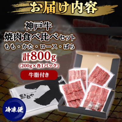神戸牛一頭焼肉食べ比べセット4種各200g(牛脂付き)【配送不可地域：離島】