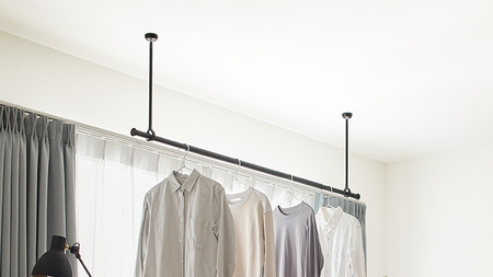 TOSO 簡単着脱・ゆれピタ機能がやさしい ランドリーバーLB-1 高さ45cm 伸縮ポール(Mサイズ付)黒