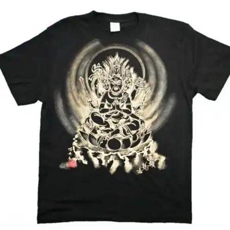 手描きTシャツ 仏画 馬頭観音 黒 (半袖 Mサイズ)【1615706】