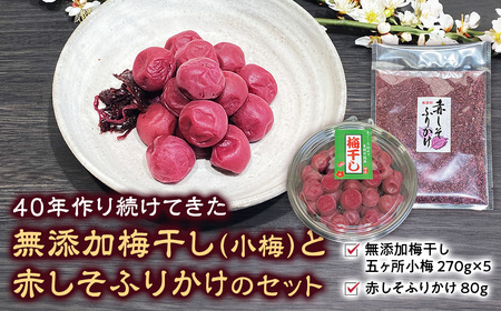 【数量限定】40年作り続けてきた無添加梅干し（小梅）と赤しそふりかけのセット  梅 梅 梅 梅  TH-02