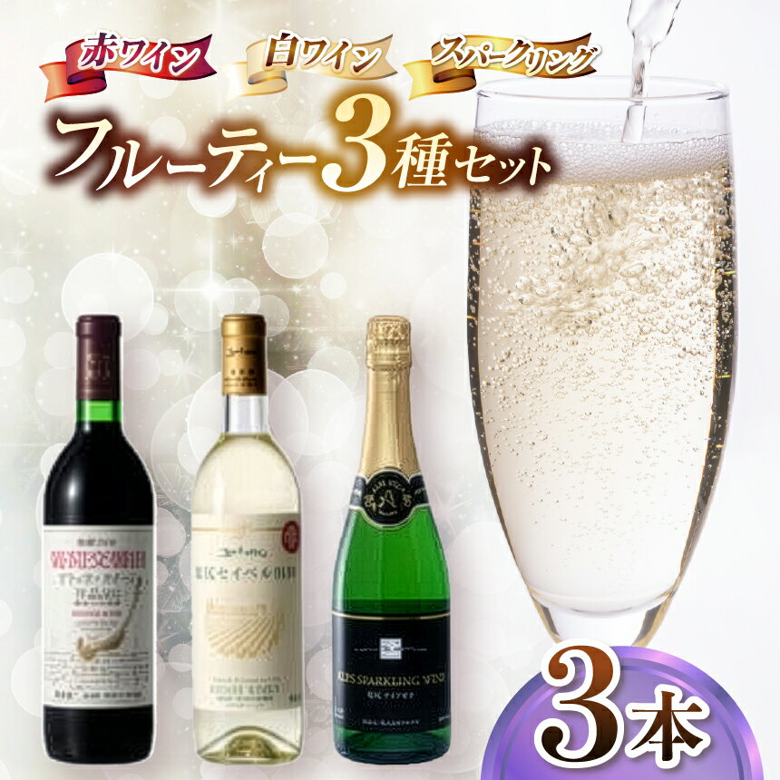 【ふるさと納税】果実味を楽しむ やさしい塩尻体験 フルーティ飲み比べ3本セット | ワイン わいん ワイン 白 赤 スパークリング お酒 おさけ 酒 さけ ナイヤガラ セイベル ブラッククイーン 五一わいん 林農園 信濃ワイン 塩尻市 長野県 信州