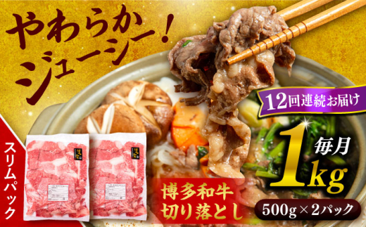 【 全12回 定期便 】 博多 和牛 切り落とし 1kg ( 500g × 2P ) 糸島 【幸栄物産】 [ABH016]  牛肉 肉じゃが すき焼き 炒め物 用  ランキング 上位 人気 おすすめ