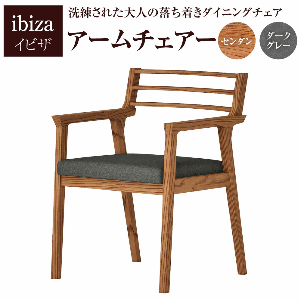 【ふるさと納税】イビザ アームチェアー 1脚 幅55×奥行55.5×高さ75cm ダークグレー ibiza インテリア 家具 椅子 チェアー 木 木製 九州 長崎県 長崎市 送料無料