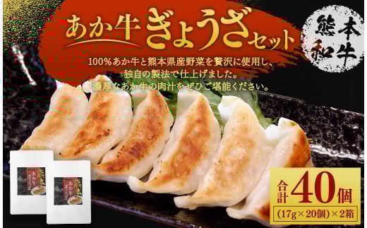 熊本 和牛 あか牛 ぎょうざ セット （熊本あか牛餃子20個入り×2箱） 合計40個