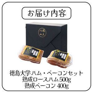 徳島大学 熟成ロースハム ベーコン セット 500g ハム