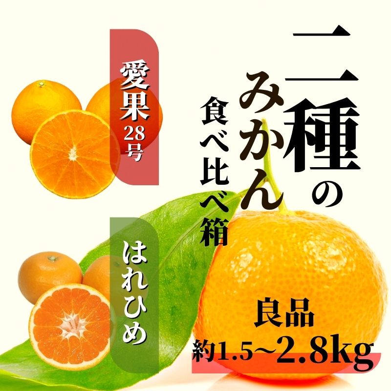 【ふるさと納税】 【2025年12月より順次発送】 二種のみかん食べ比べ箱 約1.5kg / 約2.8kg 【愛果28号・はれひめ】良品 | 食べくらべ 愛媛 みかん 詰め合わせ 先行予約 蜜柑 柑橘 果物 くだもの フルーツ お取り寄せ グルメ 期間限定 数量限定 人気 おすすめ 愛媛県 松山市