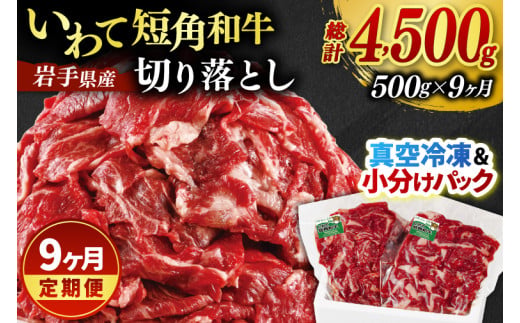 ＼9ヶ月連続 定期便／ 切り落とし 赤身 肉 牛肉 いわて 短角和牛 500g (総計 4500g) 小分けパック 真空冷凍 | 牛肉 肉 赤身 短角 和牛 国産牛 ブランド牛 切り落し 大容量 牛丼 肉じゃが 煮込み 煮物 小分け 真空パック 数量限定 (AB118)