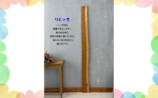 No.249-02 【天然木の一枚板で出来た身長計】せのたけくらべ　榛木 ／ はんのき ハンノキ 木製身長計 シンプル インテリア オイル塗装 出産祝い お子様の成長記録 一点物 愛知県