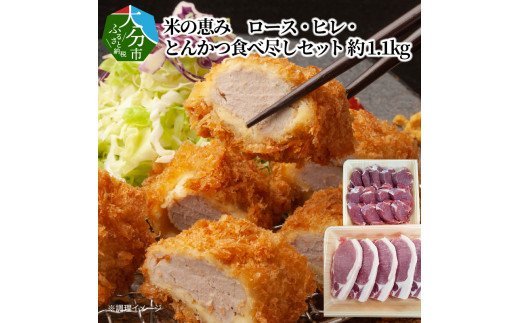 【A02023】米の恵み　ロース・ヒレ・とんかつ食べ尽しセット　約1.1kg