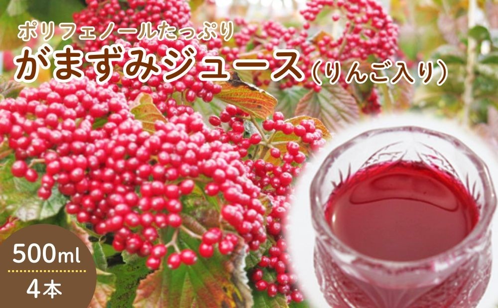 
                  【２０２７年２月～発送】がまずみジュース（りんご入り）５００ｍｌ×４本　0075-2617
                