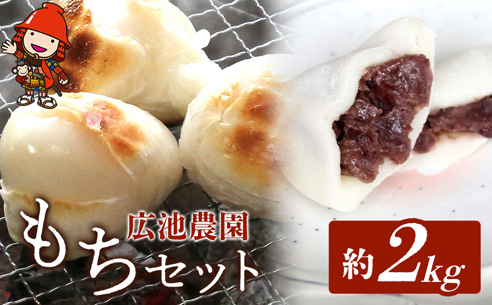 
            【期間・数量限定】広池農園もちセット 約2kg 冷凍小もち500g×2 冷凍あんもち6ヶ入×2 | もち 生かきもち セット 2㎏ 2キロ 小もち あんもち 餅 生もち 杵つきもち 大分県産 もち米 九州産 国産 冷凍 大分県 中津市
          