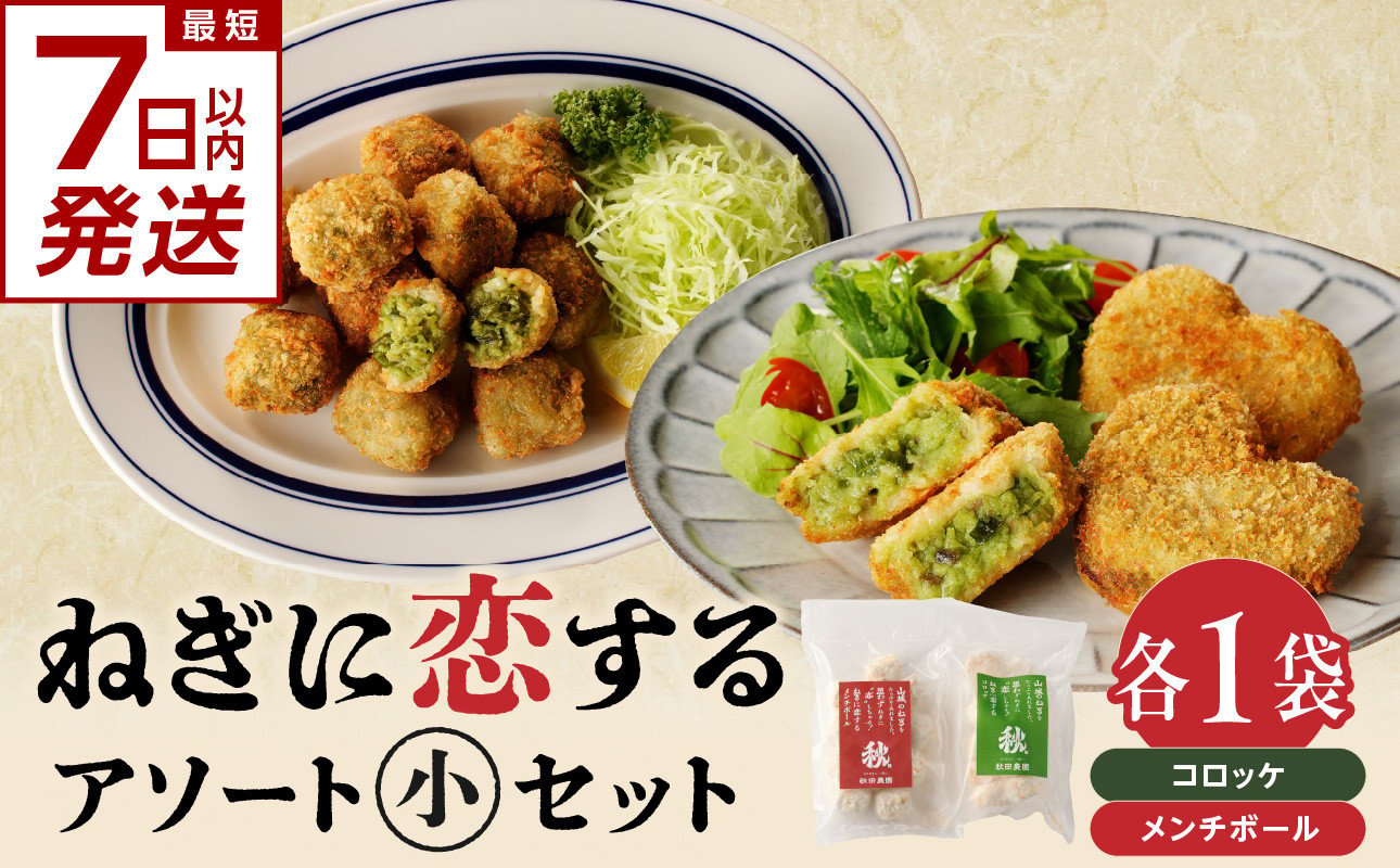 
                  【スピード発送】最短7日以内発送！！ねぎに恋するコロッケ・メンチボール　アソートセット（小） 京野菜 時短 簡単 おかず コロッケ メンチボール 九条ネギ 揚げ物 ねぎ 山城のねぎ 冷凍 保存 送料無料 京都府 木津川市 【001-10-S】
                