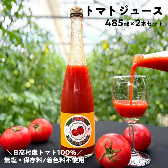【ふるさと納税】高知県日高村産 トマトジュース 485ml×2本｜無塩・無添加・保存料不使用の完熟トマト100％ジュース
