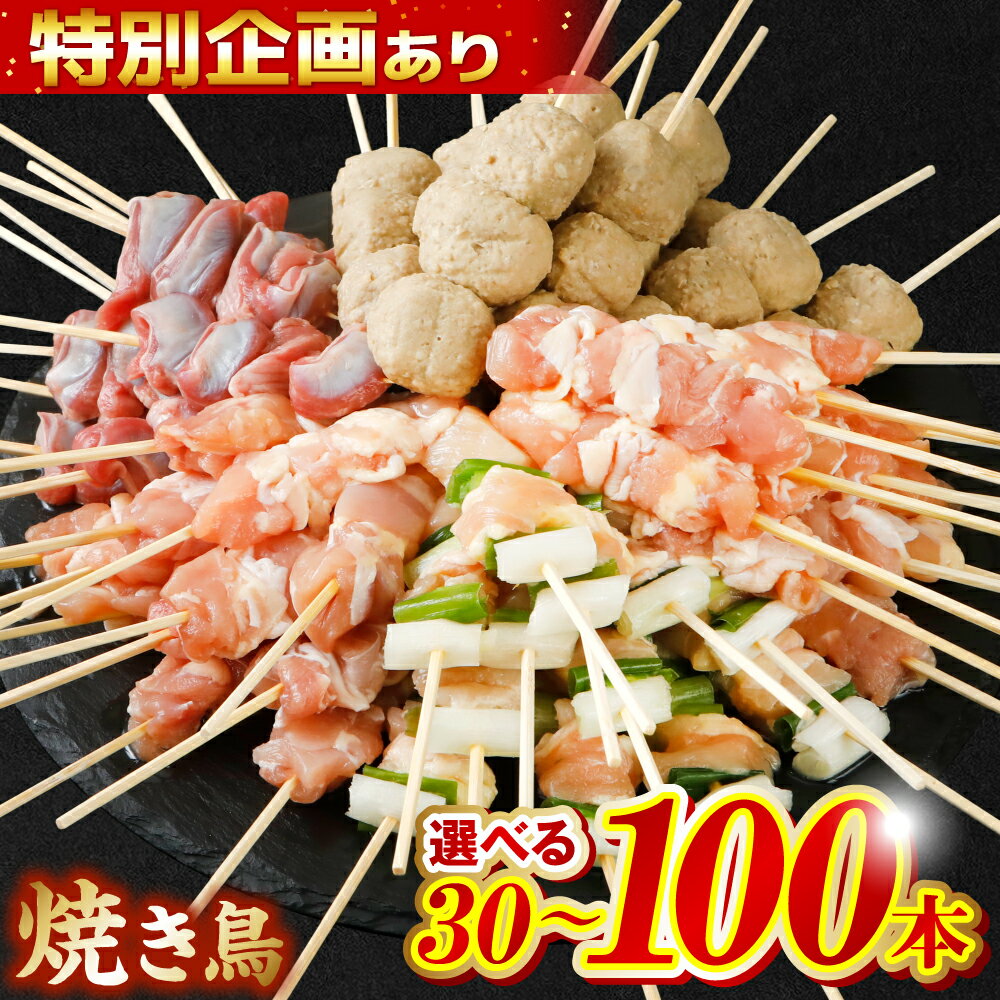 【ふるさと納税】 やきとり5種 30本～100本 ＼楽天限定企画あり／ 【選べる容量・配送回数】 焼き鳥 やきとり 焼鳥 国産 鳥肉 鶏肉 国産鶏 やきとり串 焼き鳥串 焼鳥串 焼き鳥丼 やきとり丼 焼鳥丼 九州産 冷凍