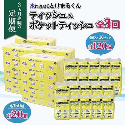 ふるさと納税 倶知安町 【毎月定期便】とけまるティッシュ20箱とけまるポケットティッシュ120個全3回