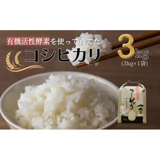 令和7年産 有機活性酵素を使用 新見産コシヒカリ 白米3kg×1袋