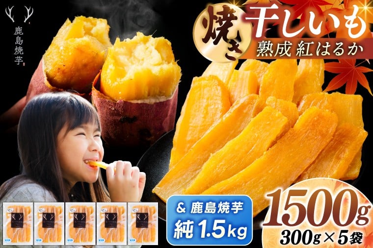 
            鹿島焼芋 純1.5kg＆焼き干しいも　1.5kg(300g×5袋）セット【冷蔵 ひやし 焼き芋 やきいも 干しいも さつまいも 芋 お菓子 おやつ デザート スイーツ 和菓子 和スイーツ 鹿嶋市 茨城県】（KBK-55-e）
          
