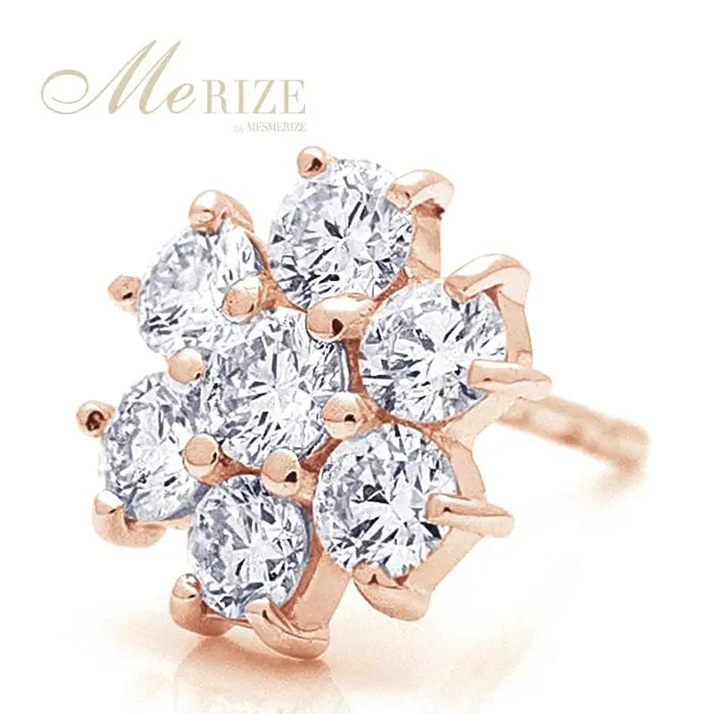 ピアス 天然 ダイヤモンド 0.7ct パヴェ スタッド フラワー ダブルロックキャッチ SIクラス【K18PG】P-149（KRP）M66-1411