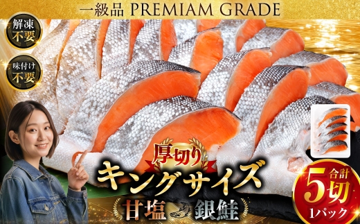 【 2026年8月発送 】 ★一級品プレミアム銀鮭★ 容量と配送月が選べる 旨味抜群 第三弾 キングサイズの甘塩銀鮭 厚切 5切 鮭 銀鮭 しゃけ シャケ さけ サケ 魚 切身 切り身 冷凍 パック おかず 甘塩