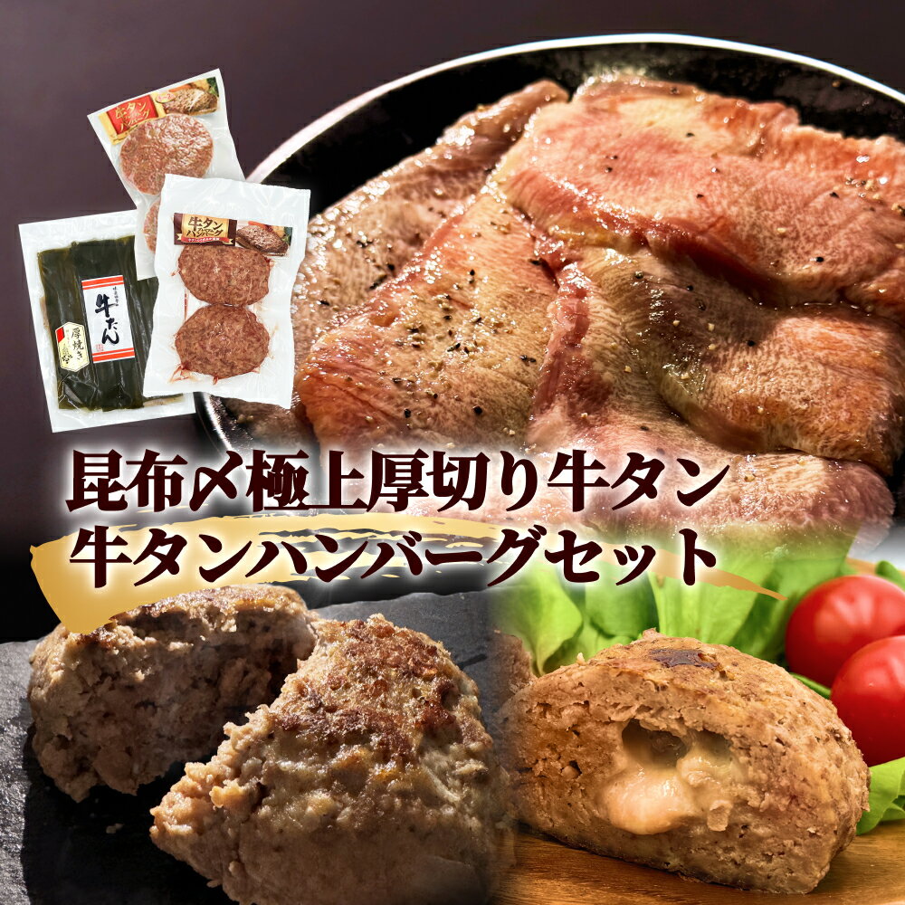 【ふるさと納税】牛タン 昆布〆極上厚切り 牛タン ・ 牛タンハンバーグ セット 冷凍 宮城県 石巻市 牛たん お肉 肉 ハンバーグ レトルト