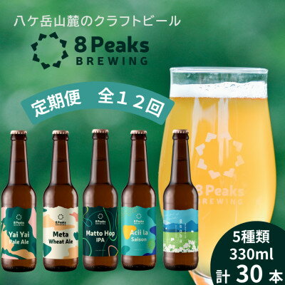 【ふるさと納税】【毎月定期便】大満足!八ヶ岳山麓のクラフトビール飲み比べ30本セット【合計360本】全12回【配送不可地域：離島】【4073921】
