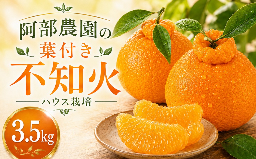 
                  【2027年先行予約】阿部農園の「ハウス葉付き不知火 約3.5kg」 ／ ミカン みかん 蜜柑 柑橘 不知火 しらぬい 3.5kg 3.5キロ 柑橘類 フルーツ 先行予約 2月 3月 2月発送 3月発送 ＜112-006＞
                