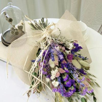 ふるさと納税 茅野市 信州八ヶ岳の麓から贈るドライフラワースワッグ M(パープル) |  | 01