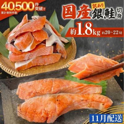 ふるさと納税 石巻市 【11月配送】訳あり 国産 銀鮭 1.8kg 切り身 鮭 さけ 冷凍 不揃い サーモン 塩鮭 石巻