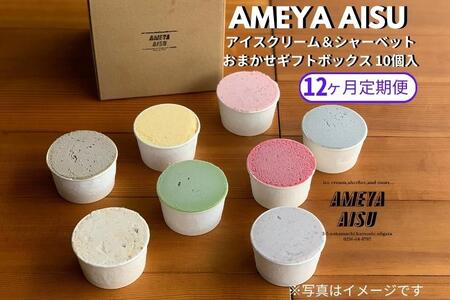 【定期便12ヶ月毎月お届け】AMEYA AISU アイスクリーム＆シャーベット おまかせギフトボックス 100ML×10個入 【 アイスクリームのギフトセット アイスクリーム シャーベット ジェラート 昔懐かしい小豆アイス  アメヤアイス アイス スイーツ デザート ミルクアイス アイスクリーム アイススイーツ アイスデザート カップ 詰め合わせアイスクリーム  美味しいアイスクリーム 抹茶アイスクリーム あずきアイスクリーム 青木飴屋 加茂市 】