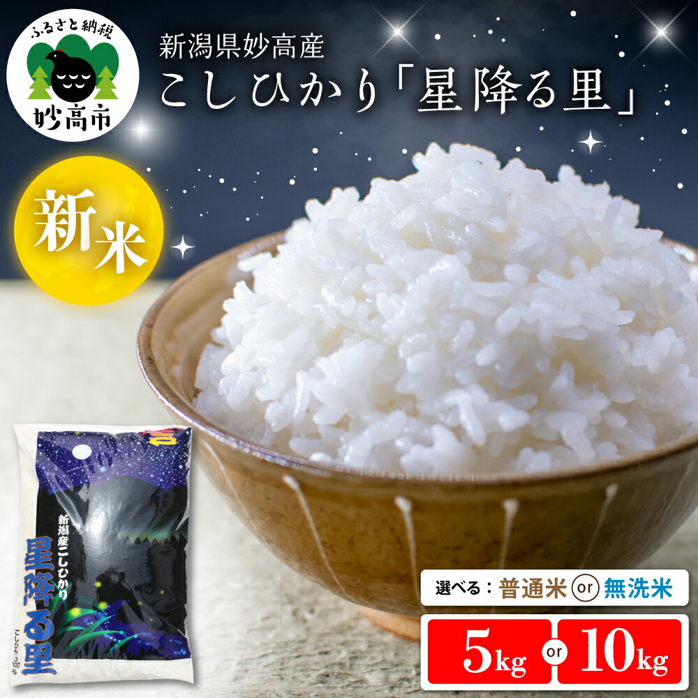 【ふるさと納税】新潟県産 こしひかり【令和7年産】【発送時期が選べる】（5kg / 10kg ）（普通米 / 無洗米 ）「星降る里」新潟県 妙高産 無洗米 白米 ブランド米 送料無料 お取り寄せ コシヒカリ 5キロ 10キロ 新潟 妙高市 小出農場