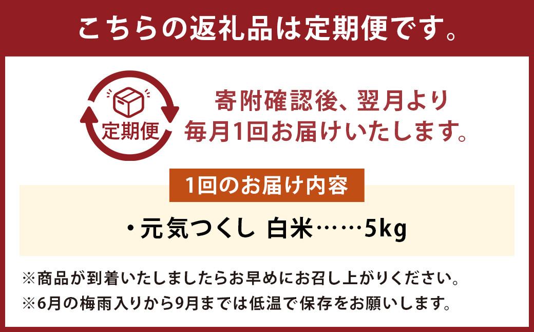 【3回定期便】フタエさんの お米 元気つくし 白米 5kg×3回 計15kg