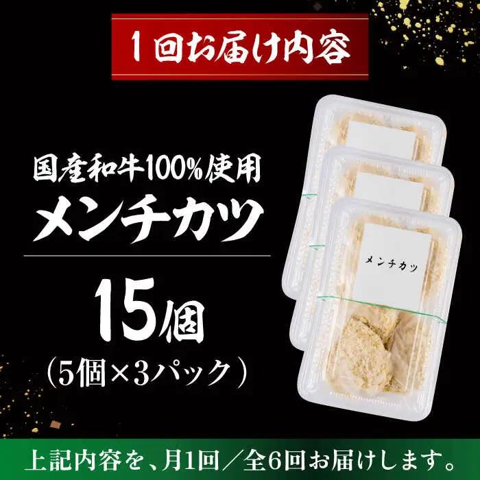 【全6回定期便】メンチカツ(5個入)×3P (15個)／メンチカツ[ASAP072]