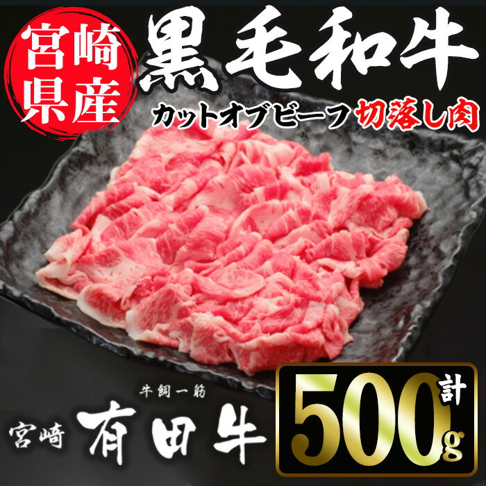 【ふるさと納税】宮崎黒毛和牛カットオブビーフ切落し(500g)国産 宮崎県産 黒毛和牛 牛肉 炒めもの 霜降り 和牛 有田牛【AR001】【(有)有田牧畜産業 食肉加工センター】