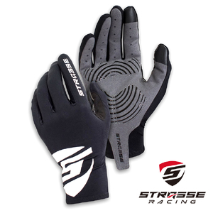 STRASSE レーシンググローブ ゲーミンググローブ ブラック ／ コスティック シリコン 滑り止め加工 衝撃吸収パッド タッチパネル対応 伸縮性 通気性 奈良県 御所市