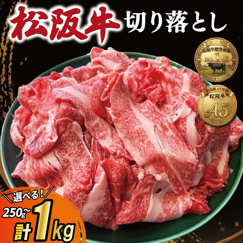 【ふるさと納税】 松阪牛 厳選 霜降り 切り落とし 250g 500g 750g 1kg A5ランク A5等級 選べる内容量 国産牛 A5 牛肉 使いやすい ブランド牛 小間切れ グルメ 冷凍 お取り寄せ 便利 MA4 MA5 MA6 MA7