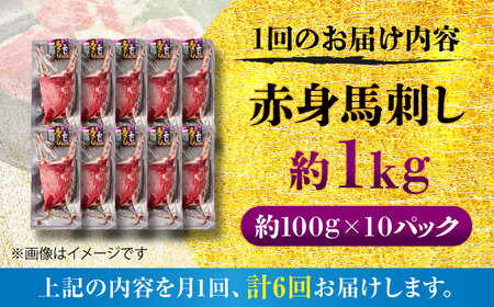 【全6回定期便】赤身 馬刺し 約1kg(約100g×10パック) / 小分け 熊本 馬刺 赤身 馬刺し 冷凍 馬肉 ヘルシー 真空 パック おつまみ 熊本県 菊陽町【五右衛門フーズ】[BHCY027]