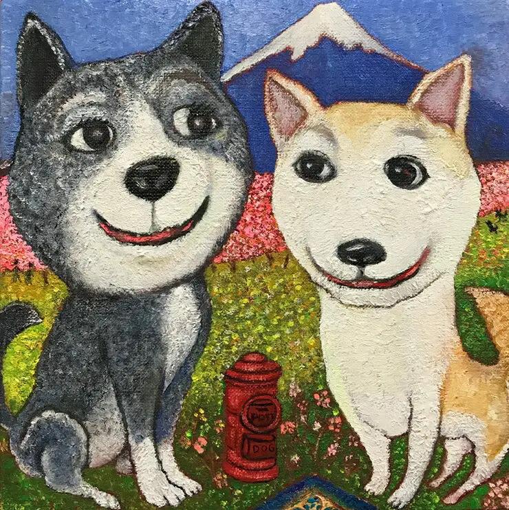 アーティストが『愛しいペットのポートレート』描きます 6号サイズ スクエア 410×410mm【アート 6号サイズ　油絵 横井山泰 美術 作家 410×318mm スクエア 神奈川県 小田原市 ペット