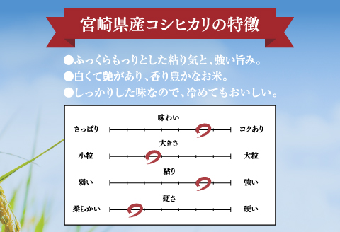 《3ヶ月に1回発送》定期便 宮崎産コシヒカリ10kg(5kg×2袋) ×3回 計30kg お届け月が選べます