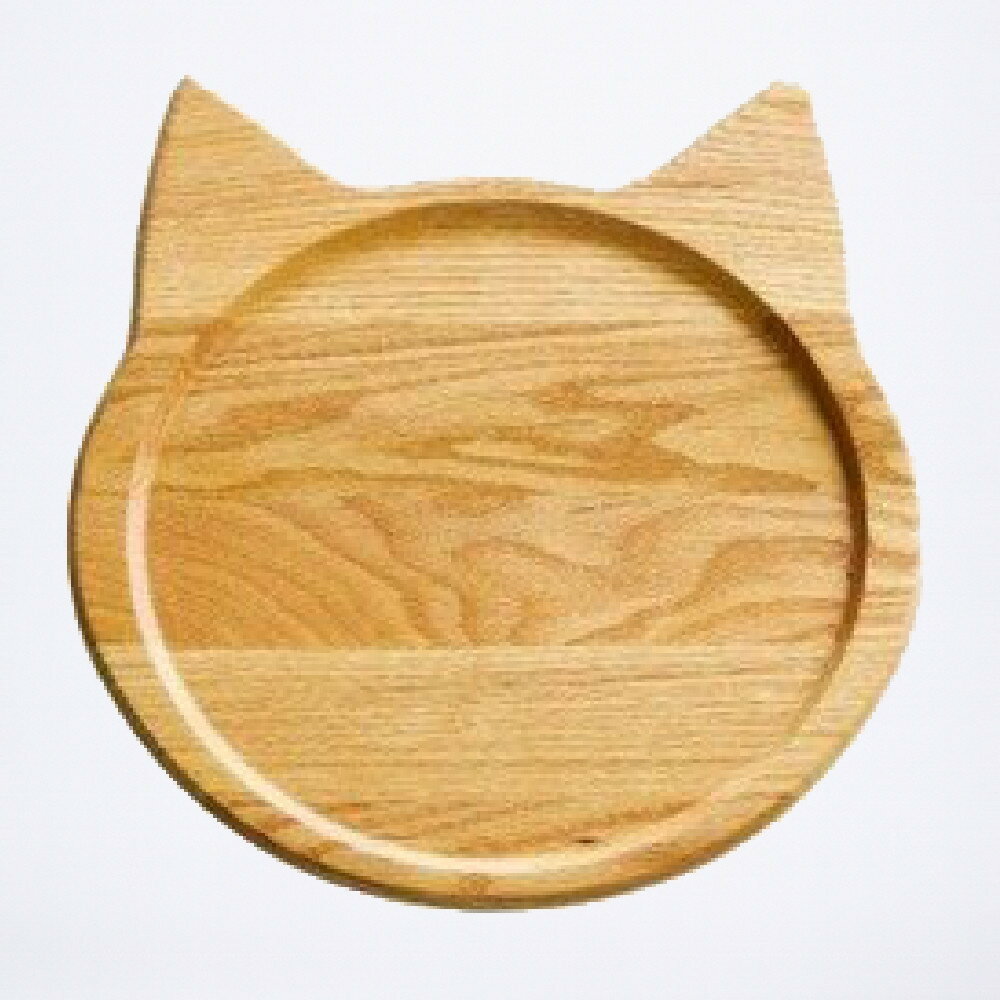 【ふるさと納税】ネコプレート 木のトレイ お盆 1枚 ブラウンオーク | 木製 大皿 プレート ランチプレート 食器 皿 お皿 木 無垢材 天然木 工芸品 猫 大川家具 大川市 ふるさと納税 ウレタン＋オイル塗装　ガラスワックス仕上げ
