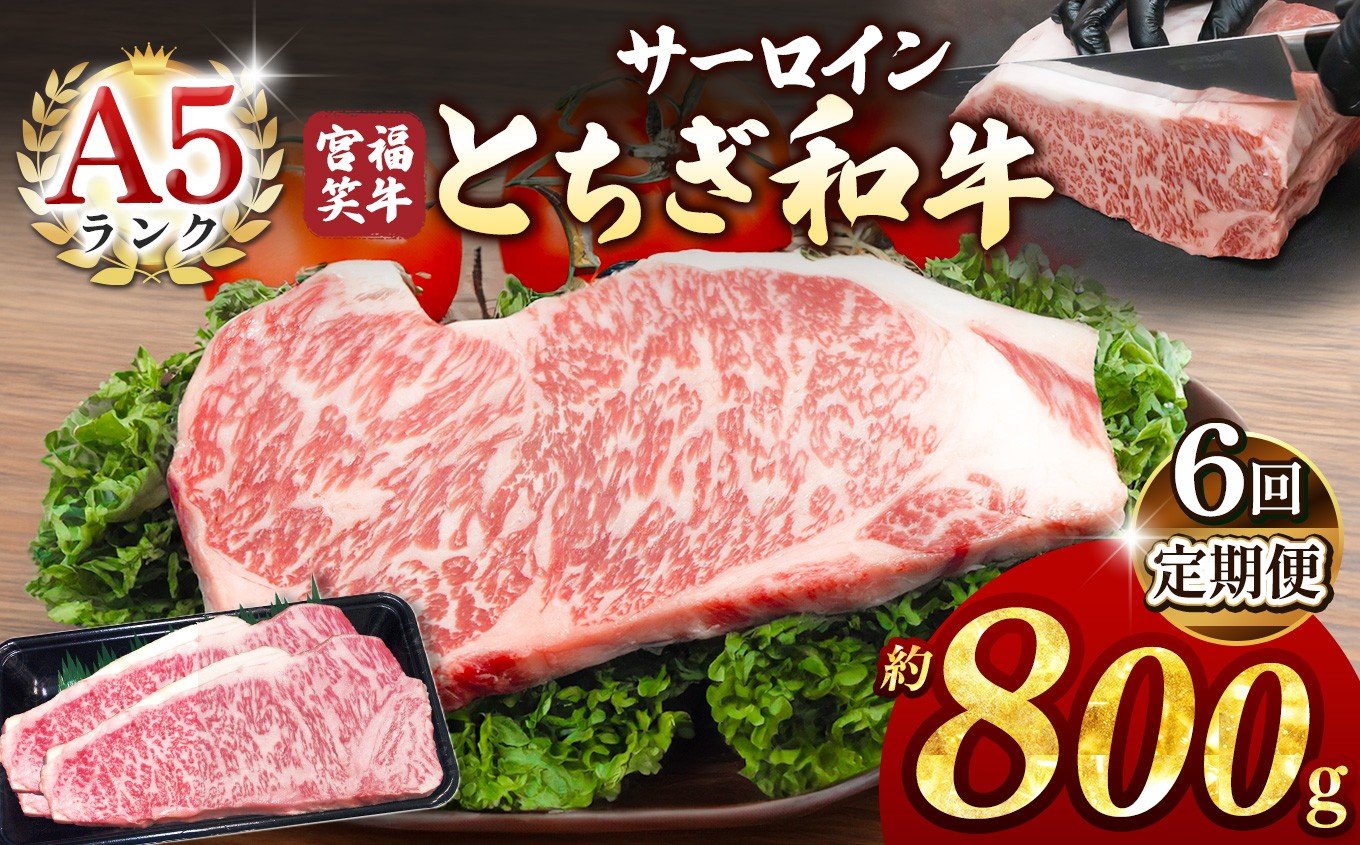 
                  【定期便6回】宮福笑牛(とちぎ和牛) A5 サーロインステーキ 約200gx4枚  | 牛肉 和牛 ステーキ  定期便 サーロイン ステーキ ステーキ用 旨味 美味しい 肉 お肉  栃木県共通返礼品 栃木県 真岡市 
                