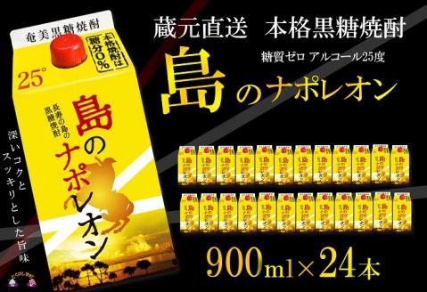 【蔵元直送】奄美本格黒糖焼酎　島のナポレオンパック900ml×24本（数量限定）