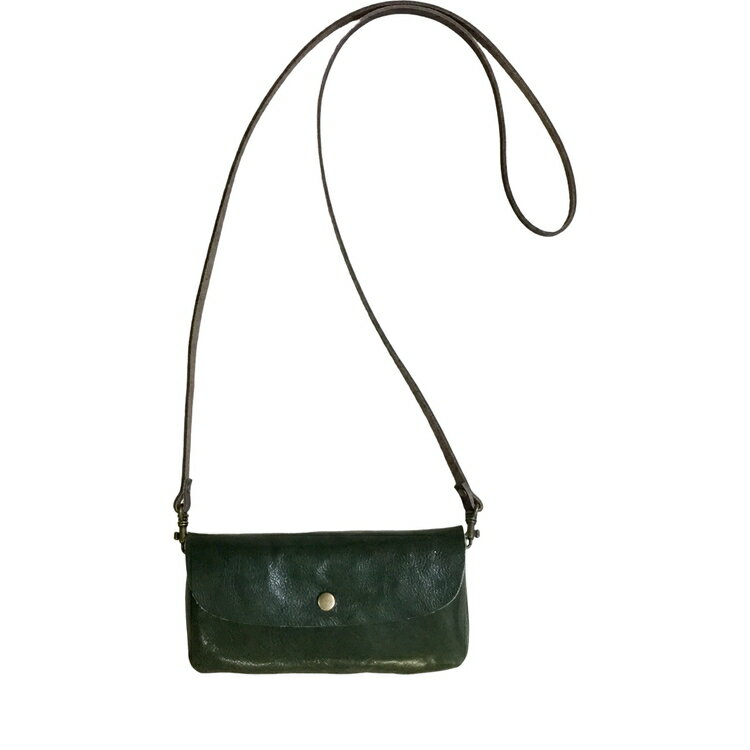 【ふるさと納税】【本革】スマホも入るお財布ポシェット［ダークグリーン］