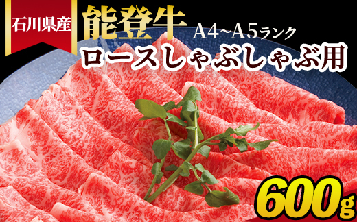 石川県産 能登牛（A4～A5）ロースしゃぶしゃぶ用 600g ※2025年1月以降に順次発送予定