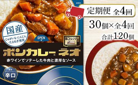 【定期便 全4回】ボンカレーネオ 濃厚デミスパイシー(辛口)　30個×4回　計120個