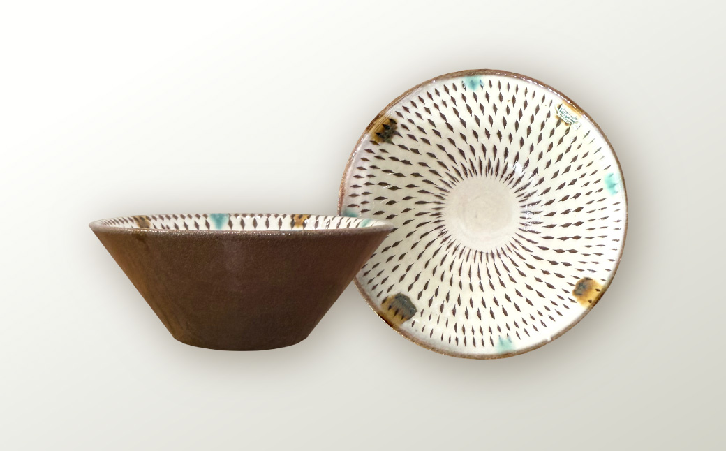 C23 【小石原焼　まるた窯】小鉢2枚セット（三彩）