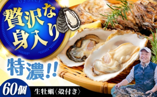 【3月25日(木) 着】加熱用生牡蠣 殻付き 60個 広島県江田島市／有限会社テツマル海産[XCO010-056]