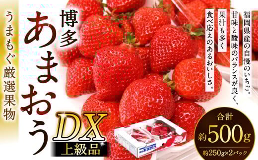 福岡県産特産品 うまもぐ厳選果物 福岡県産 博多あまおう DX上級品 約500g（約250g×2パック入り）【2025年12月発送】あまおう いちご 苺 イチゴ 果物 フルーツ