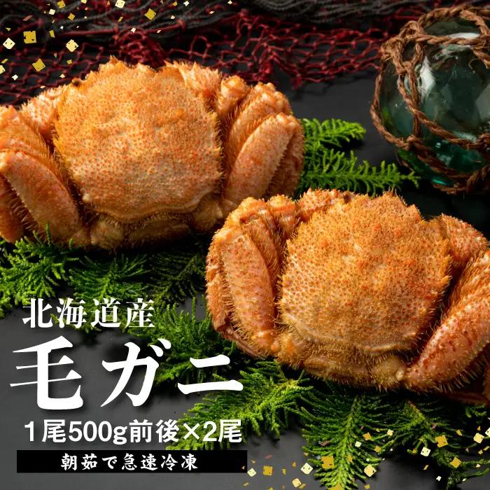 【北海道産】『冷凍』毛ガニ500g前後×2杯【急速冷凍】【52002004】