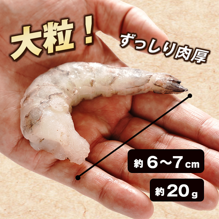 至福の大粒 むきえび　背ワタ処理済 2kg（1kg×2袋）　ブラックタイガー 冷凍 ムキエビ  大型 海老_イメージ3