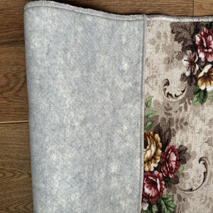 耐久性のある花柄抗菌カーペット 2帖 〈ベージュ〉